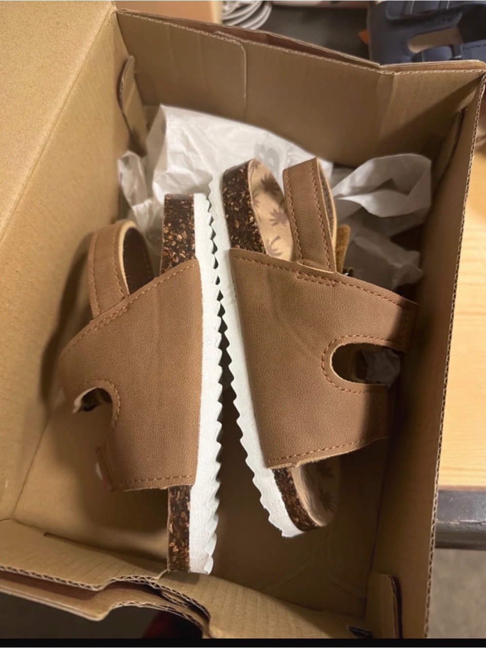 Amazon Kids Brown Slingback Sandals with White Outsole